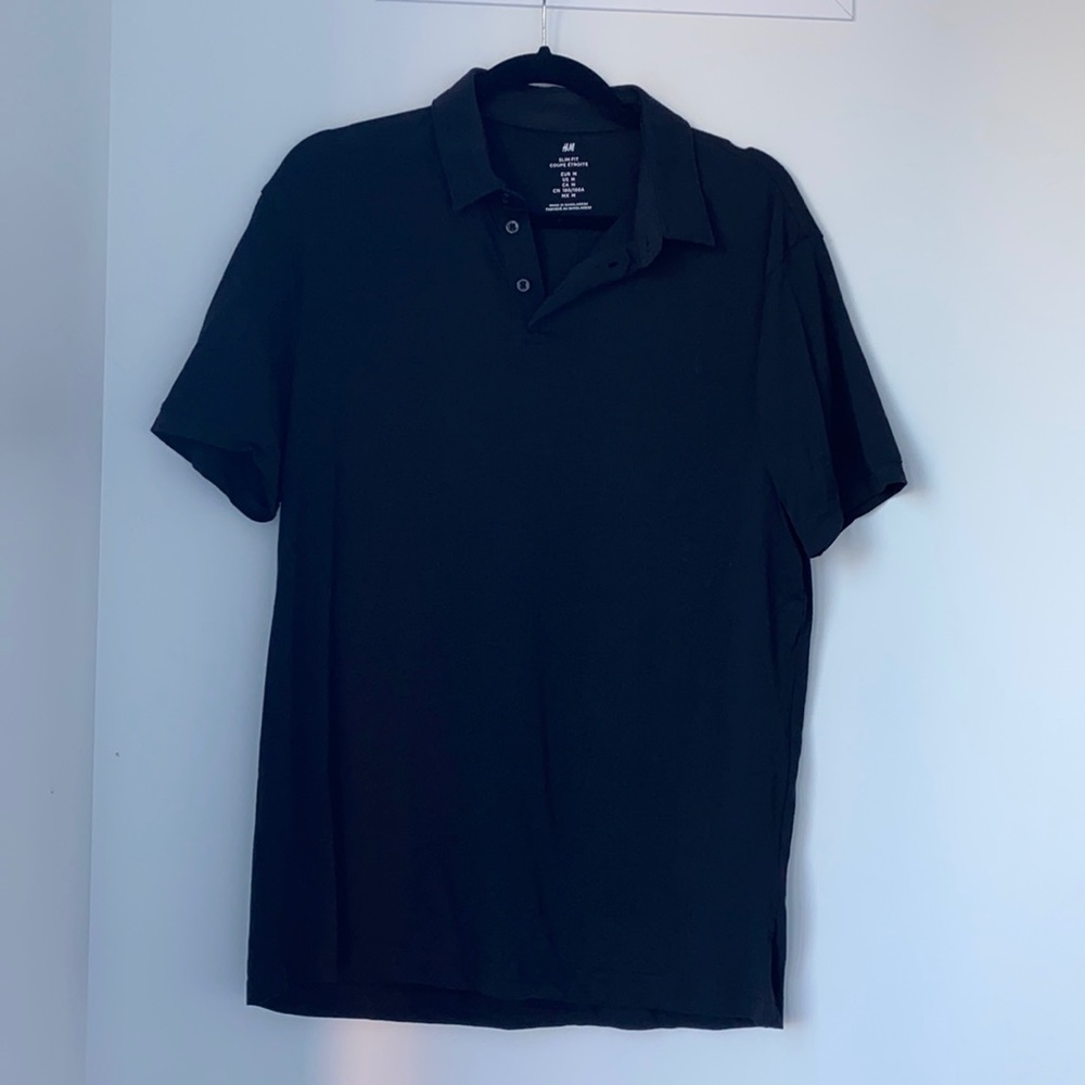 Mens: black H&M polo slim fit medium